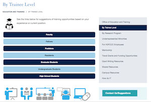 website screenshot of Office of Education and Training