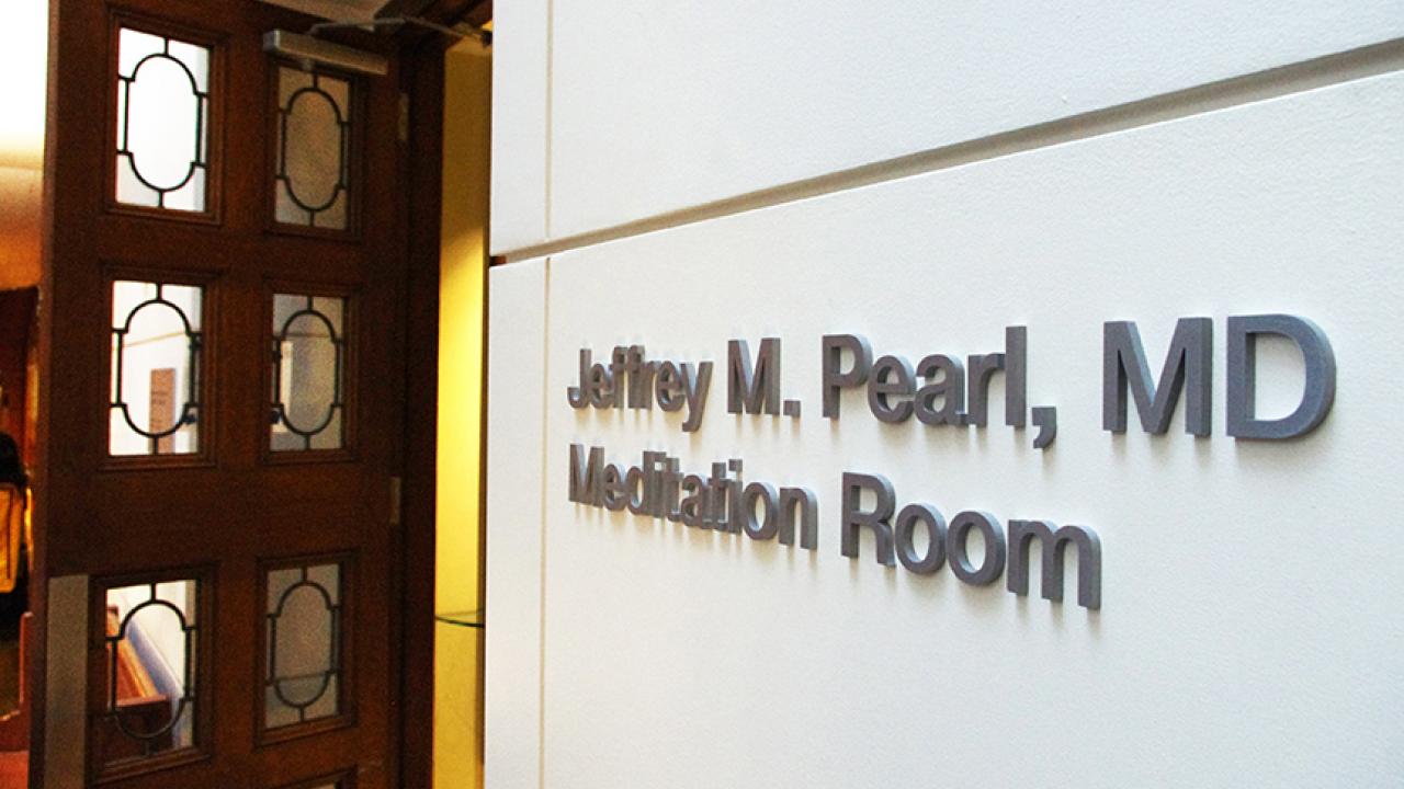 The Jeffrey M. Pearl, M.D., Meditation Room, in the back of the 1600 Divisadero lobby. Photo by Mark Goldstein.