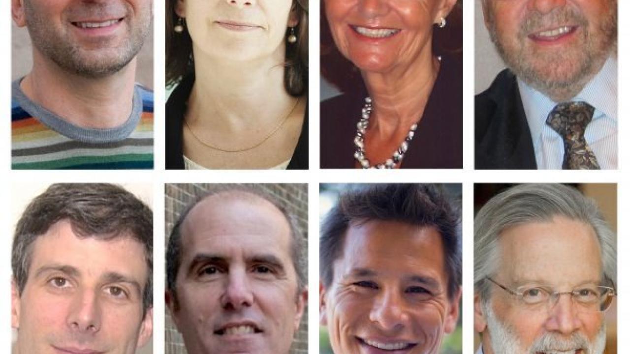 Academic Senate Award winners (clockwise from upper left): Jonathan Weissman, PhD; Kristine Yaffe, MD; Deborah Greenspan, BDS, DSc; John Greenspan, BDS, PhD; Alan Gelb, MD; Erick Hung, MD; Craig Cohen, MD, MPH; and Michael A. Steinman, MD.