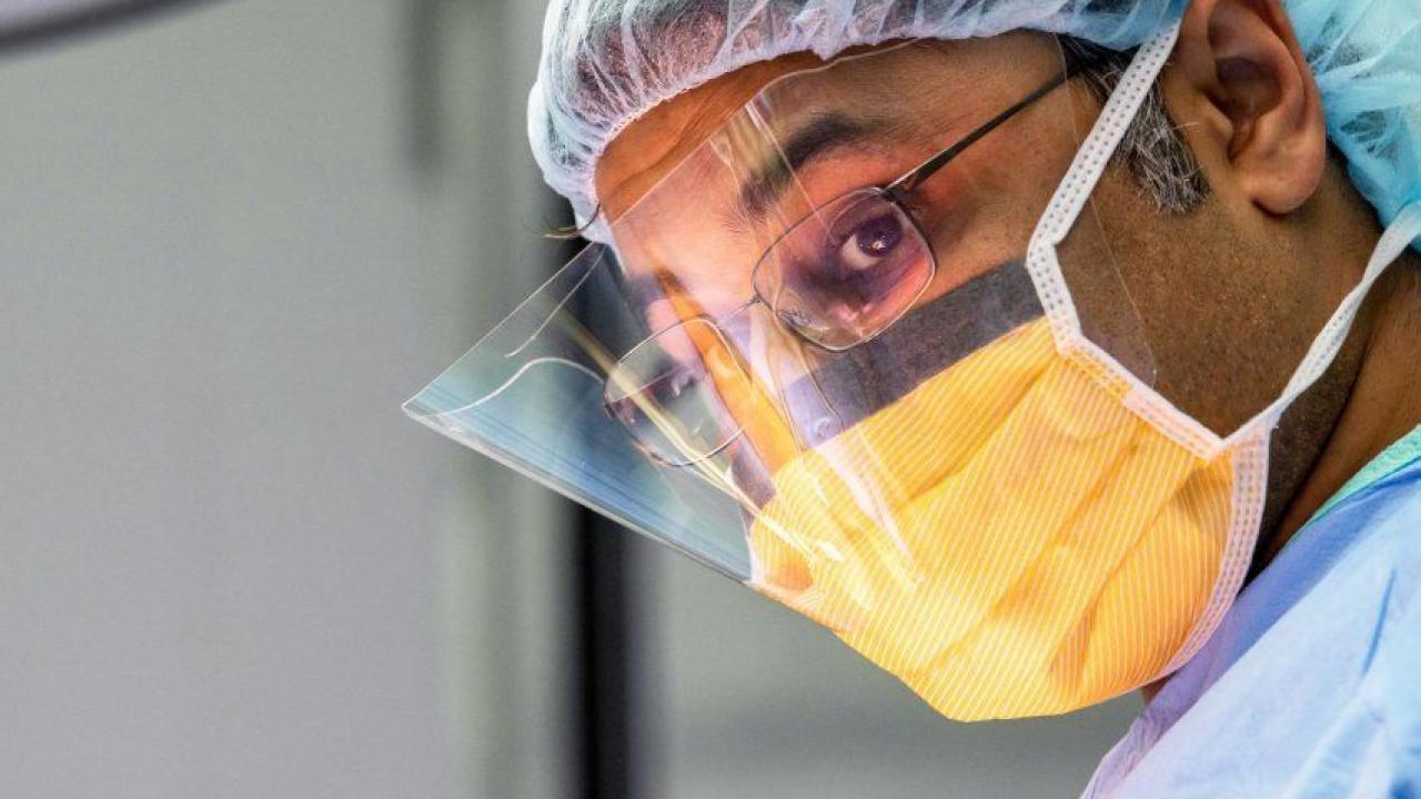 Praveen Mummaneni MD, performs a spine surgery at UCSF Medical Center, which ranked No. 2 in Neurology & Neurosurgery in this year's U.S. News & World Report Best Hospitals survey. Photo by Susan Merrell