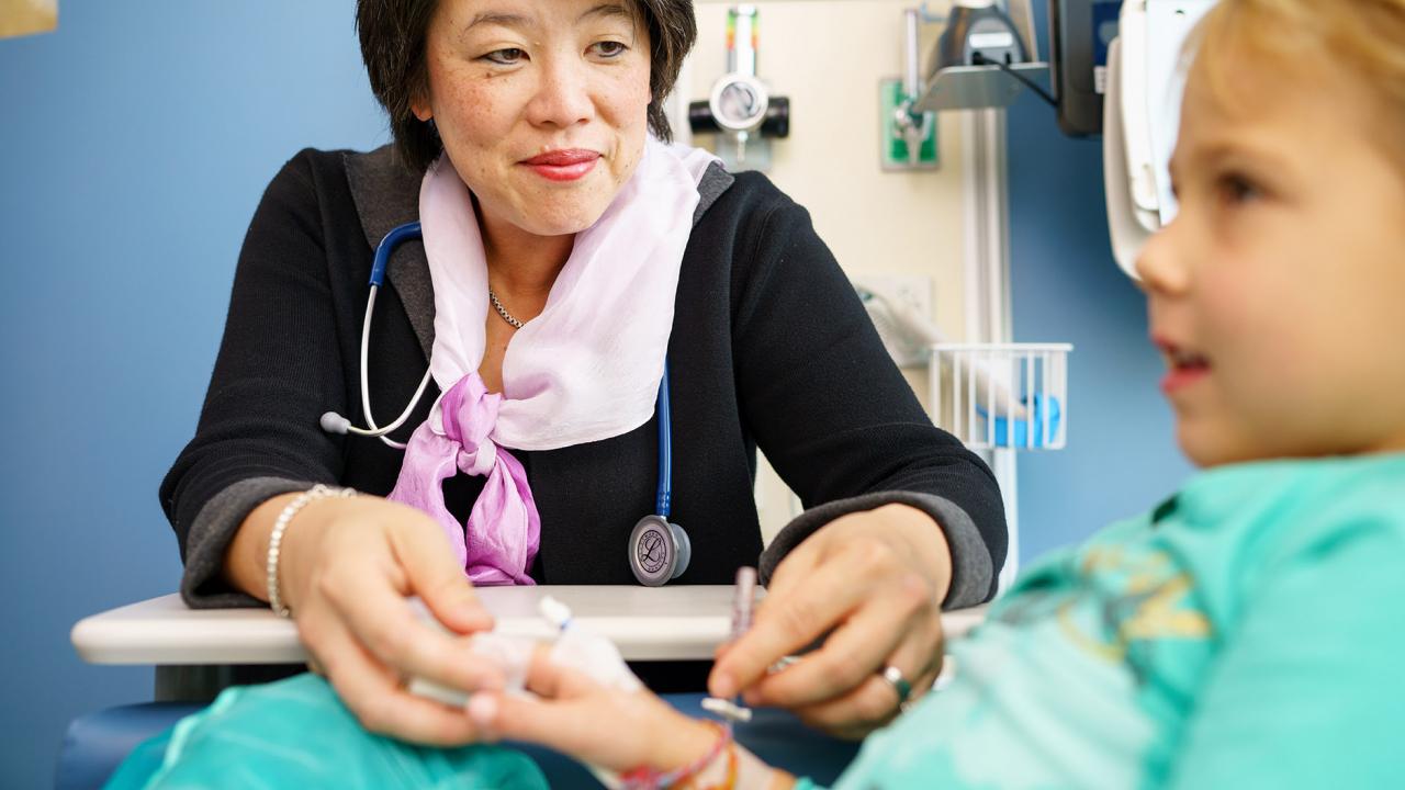 Mignon Loh, MD, is a pediatric cancer specialist whose research has focused on understanding the genomic landscape of JMML. Photo by Steve Babuljak