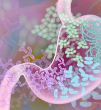 An illustration showing healthy bacteria in the gut microbiome.