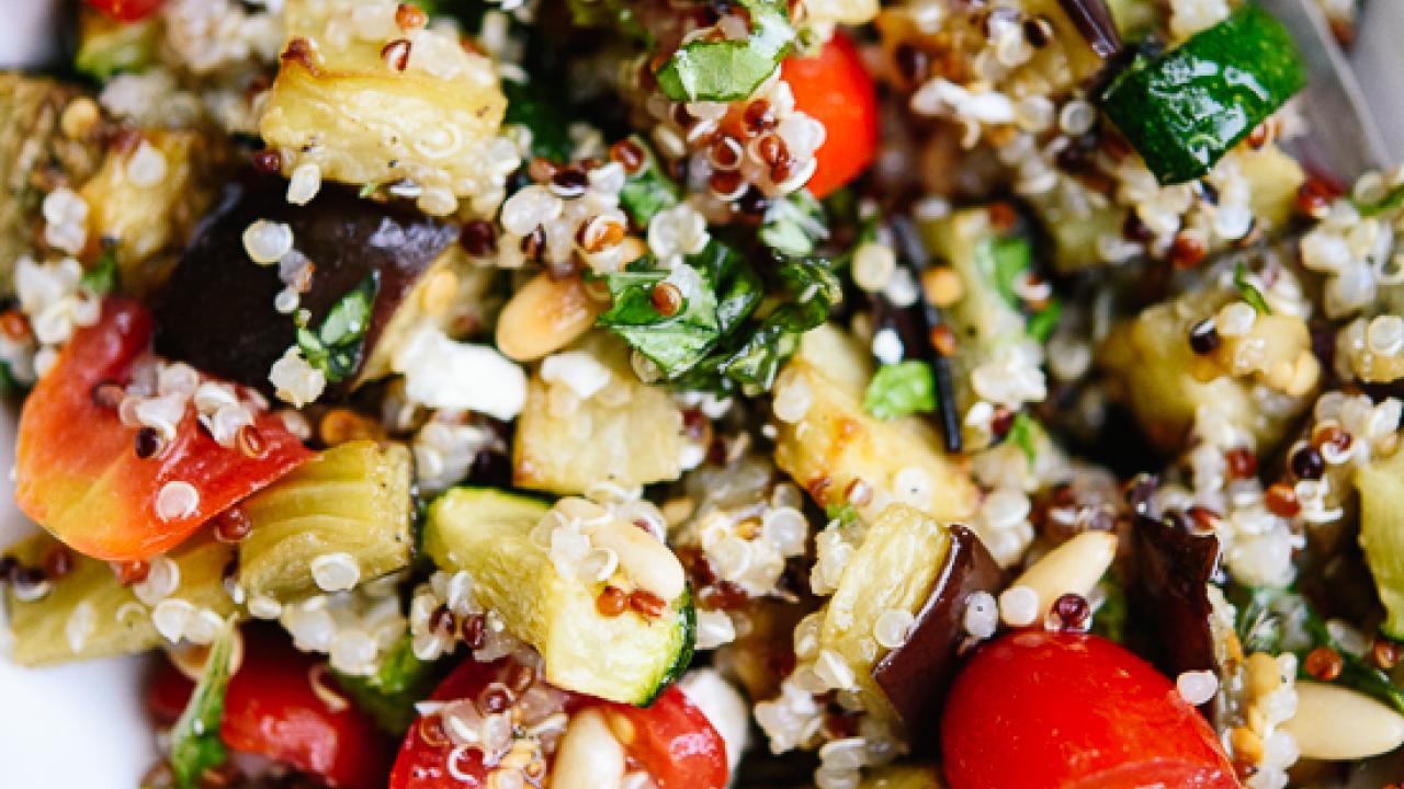 Mediterranean Quinoa Salad with Roasted Summer Vegetables