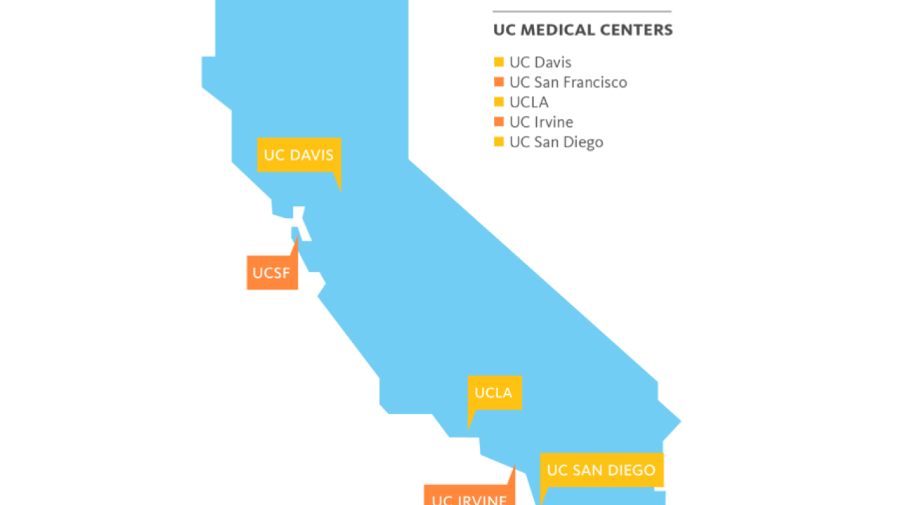 University of California Cancer Consortium Map of UC Campuses