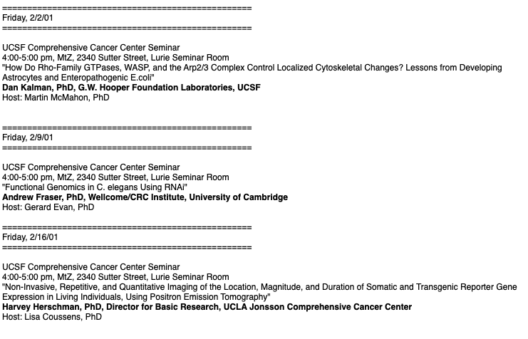 Friday Seminars