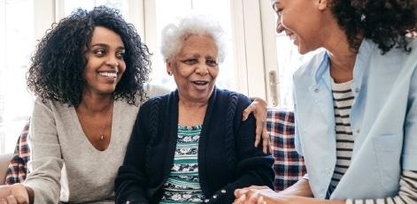 Three women of different generations sitting together