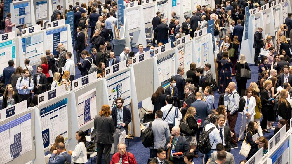 Physicians, researchers, and health care professionals from over 100 countries attend a poster session at the 59th ASCO Annual Meeting. Photo by © ASCO/Luke Franke 2023.