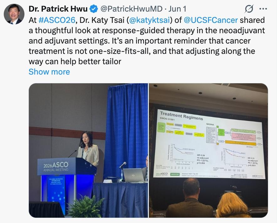 Katy Tsai spotted at ASCO 2026