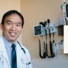 Dr. Andrew Ko in clinic; image of two Daraxonrasib pills