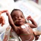 Jahkai McFarland stretches out in the neonatal intensive care unit at UCSF Benioff Children's Hospital, which ranked No. 7 for its neonatology program in the latest U.S. News Best Children's Hospitals rankings. Photo by Noah Berger
