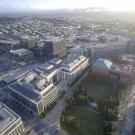 drone image shows aerial view of UCSF Mission Bay campus