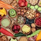 array of plant-based diet, fruits, vegetables, and legumes