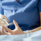 Female patient in a hospital gown